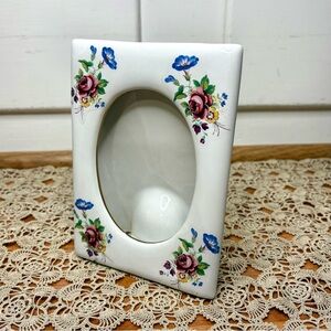 Vintage Papel Ceramic Floral Rectangle Oval Porcelain Standing Frame Japan